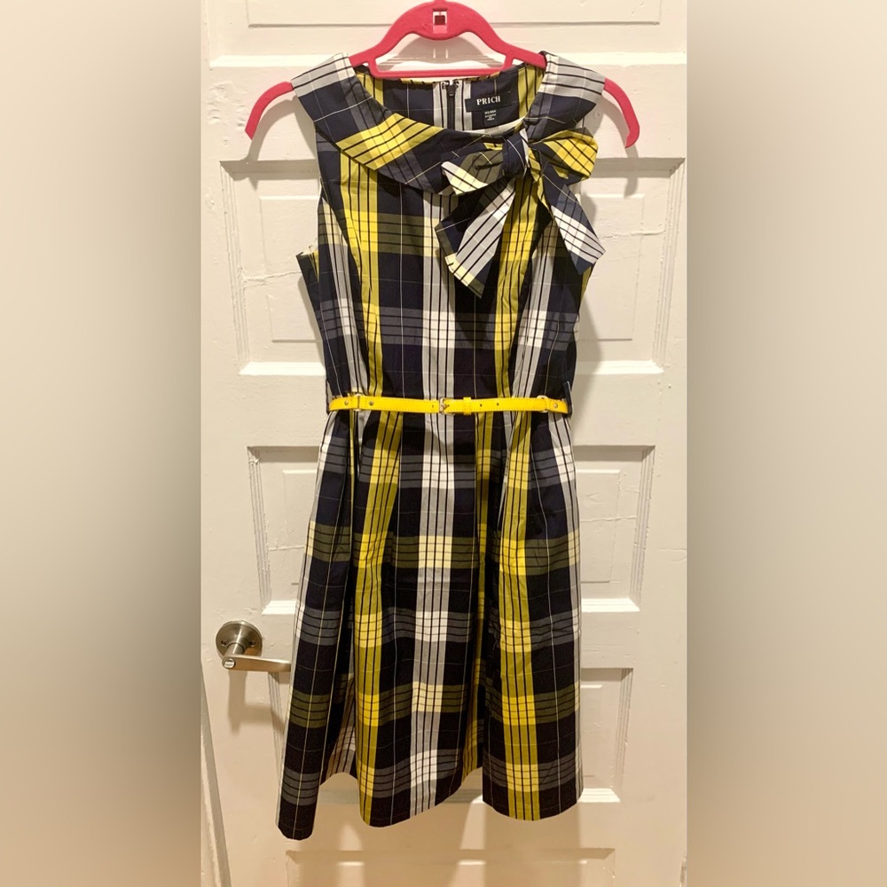 Plaid Yellow and Navy Dress